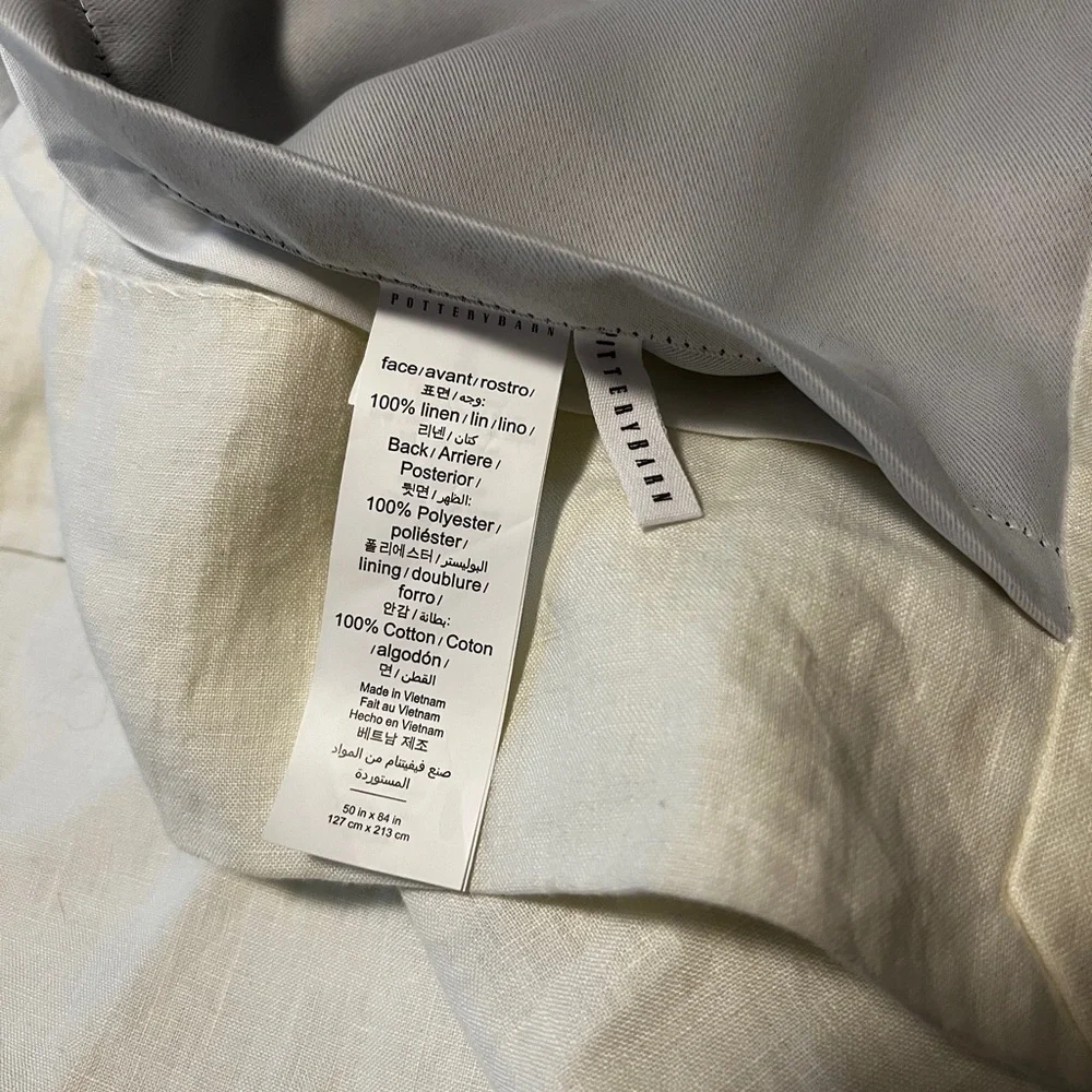 NWT Pottery Barn 100% linen Blackout Curtain Ivory